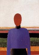 Kasimir Malevich The Bust of girl  wear purple dress Germany oil painting artist